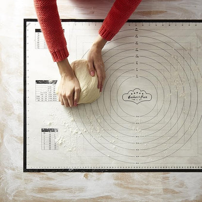 Extra Large Silicone Baking Mat – Non-Stick Pastry Mat with Measurements, Conversion Charts & Heat Resistance – Reusable Food-Grade Silicone for Dough Rolling, Pizza & Baking